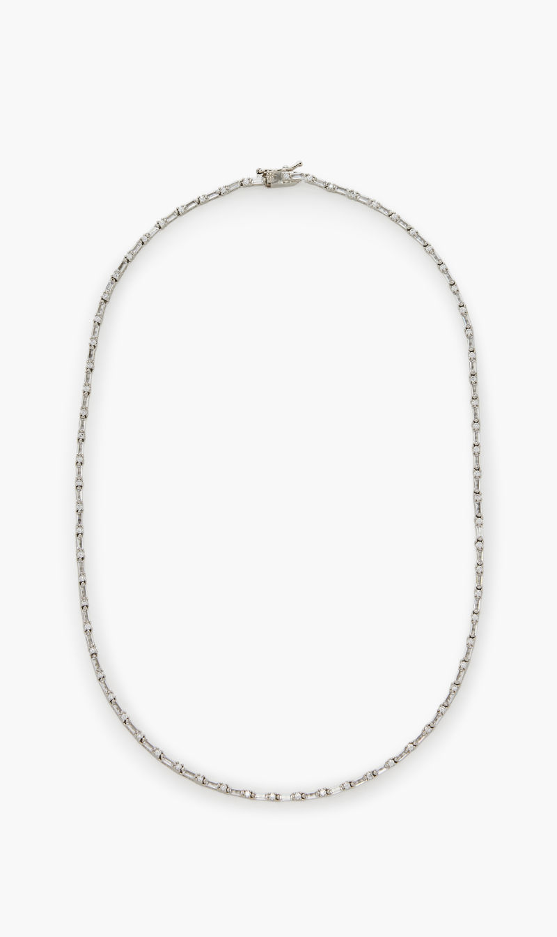 

Cz By Kenneth Jay Lane Silver Ckj 10 Cttw Baguetteround Cz Thin Necklace for Women | The Deal Outlet