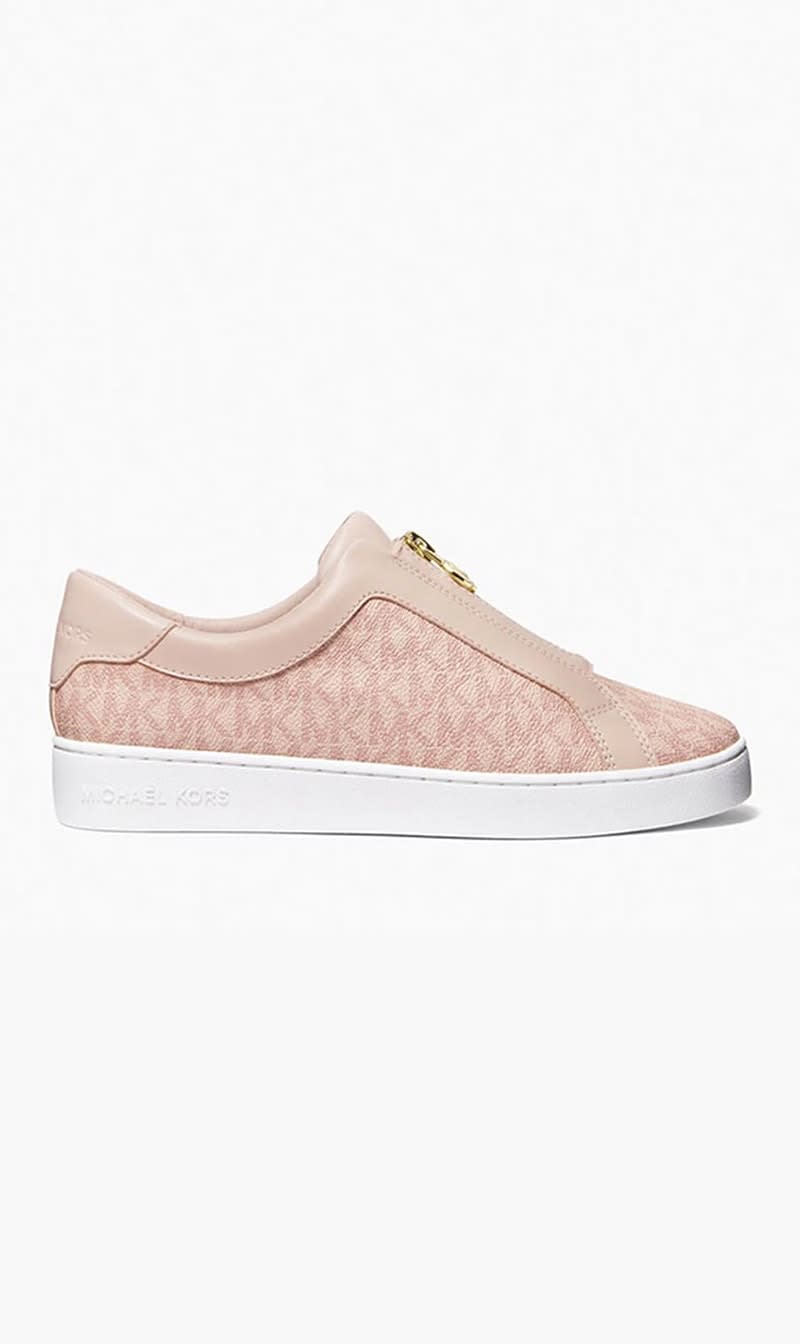 

Michael Kors Pink Keaton Signature Logo Zip Up Sneaker for Women | The Deal Outlet