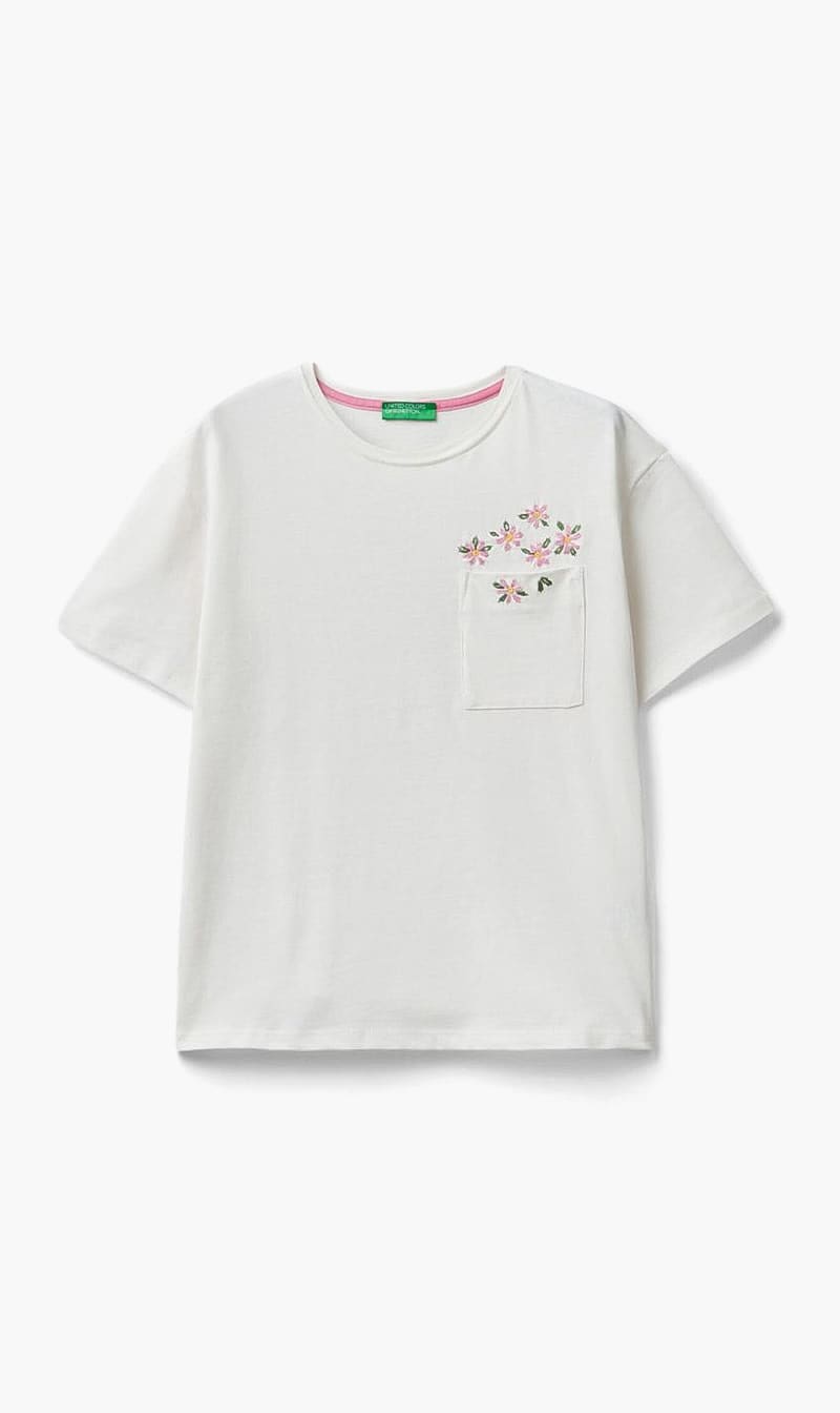 United Colors Of Benetton White Relaxed Fit Cotton T-shirt for Women