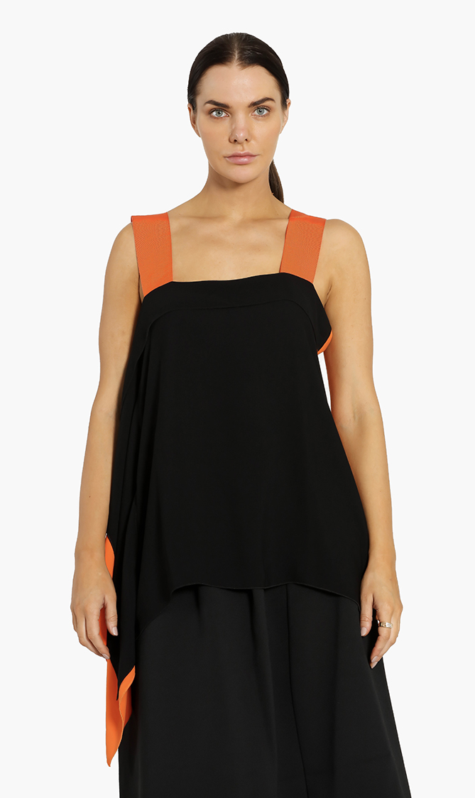 

Emporio Armani Bicolor Asymmetrical Ruffle Top