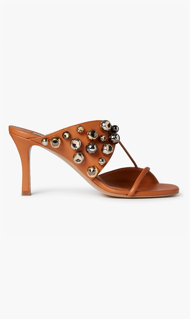 

Stella Mc Cartney Beige 100 Lace Up Stud Mules for Women | The Deal Outlet