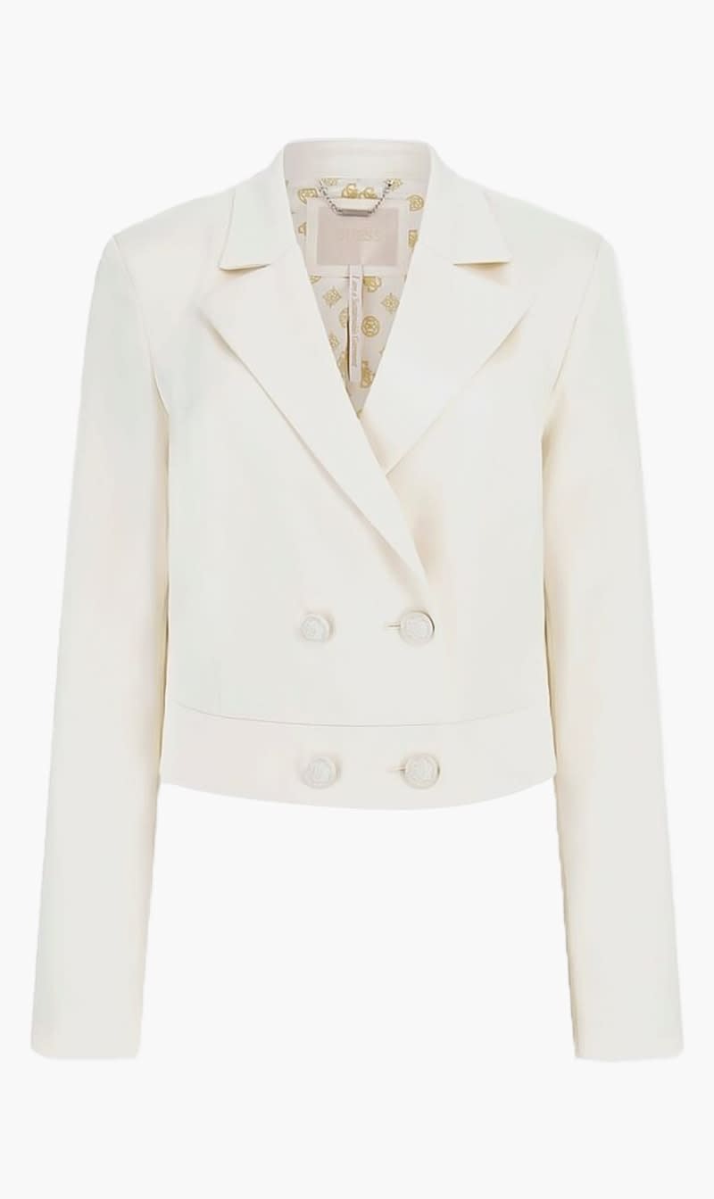 

Guess White Aurora Cropped Blazer for Women | The Deal Outlet
