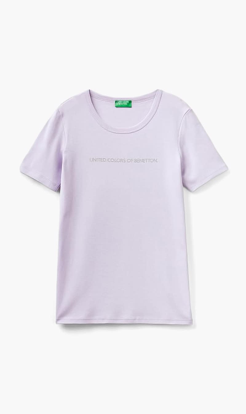 Light Purple United Colors Of Benetton Light Blue Cotton T-shirt for Women