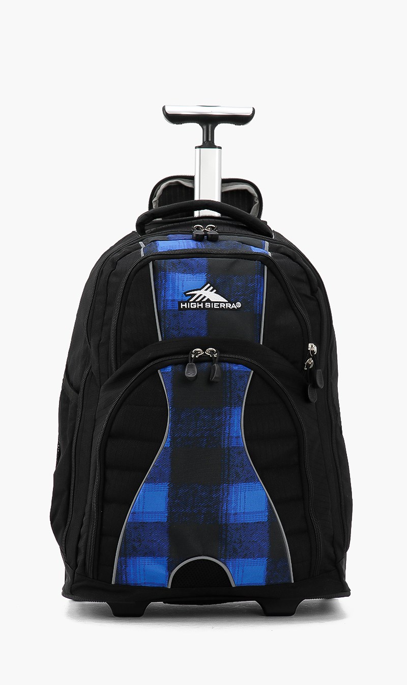 

Plaid Wheeled Backpack, Blue