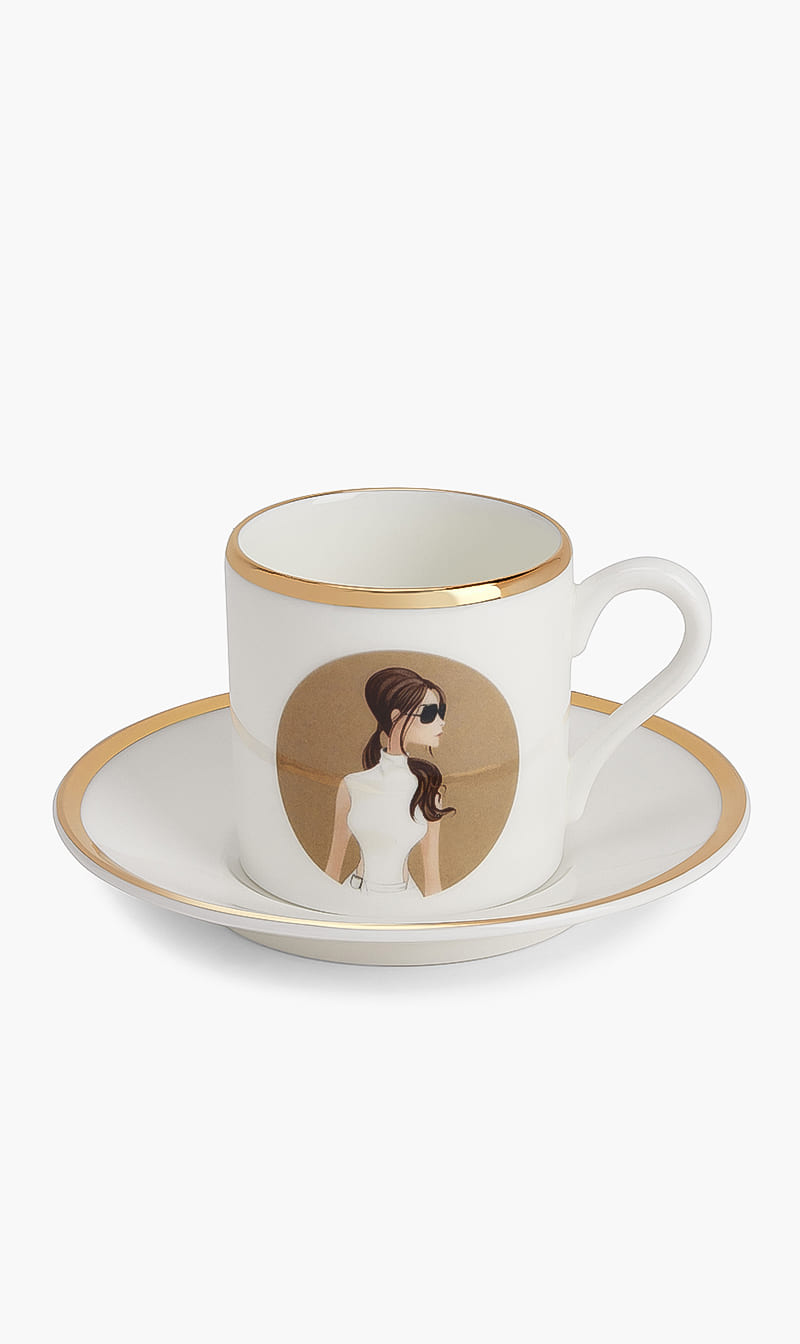 

Who Icons Brown Victoria Espresso Cup & Saucer | The Deal Outlet