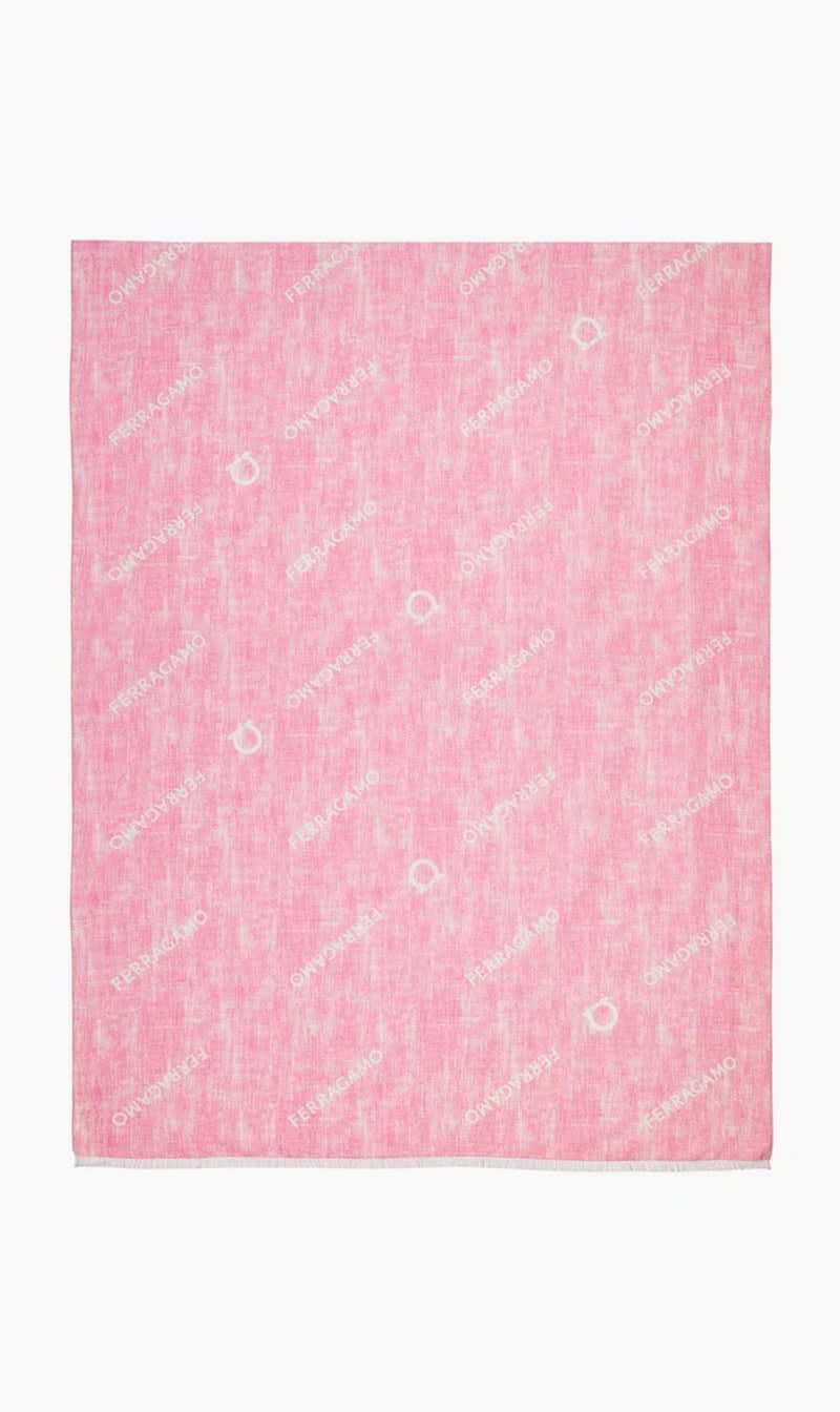 

Salvatore Ferragamo Pink Logo Pattern Shawl for Women | The Deal Outlet