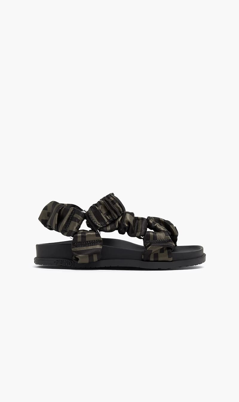 

Fendi Brown Ff Satin Sandals | The Deal Outlet