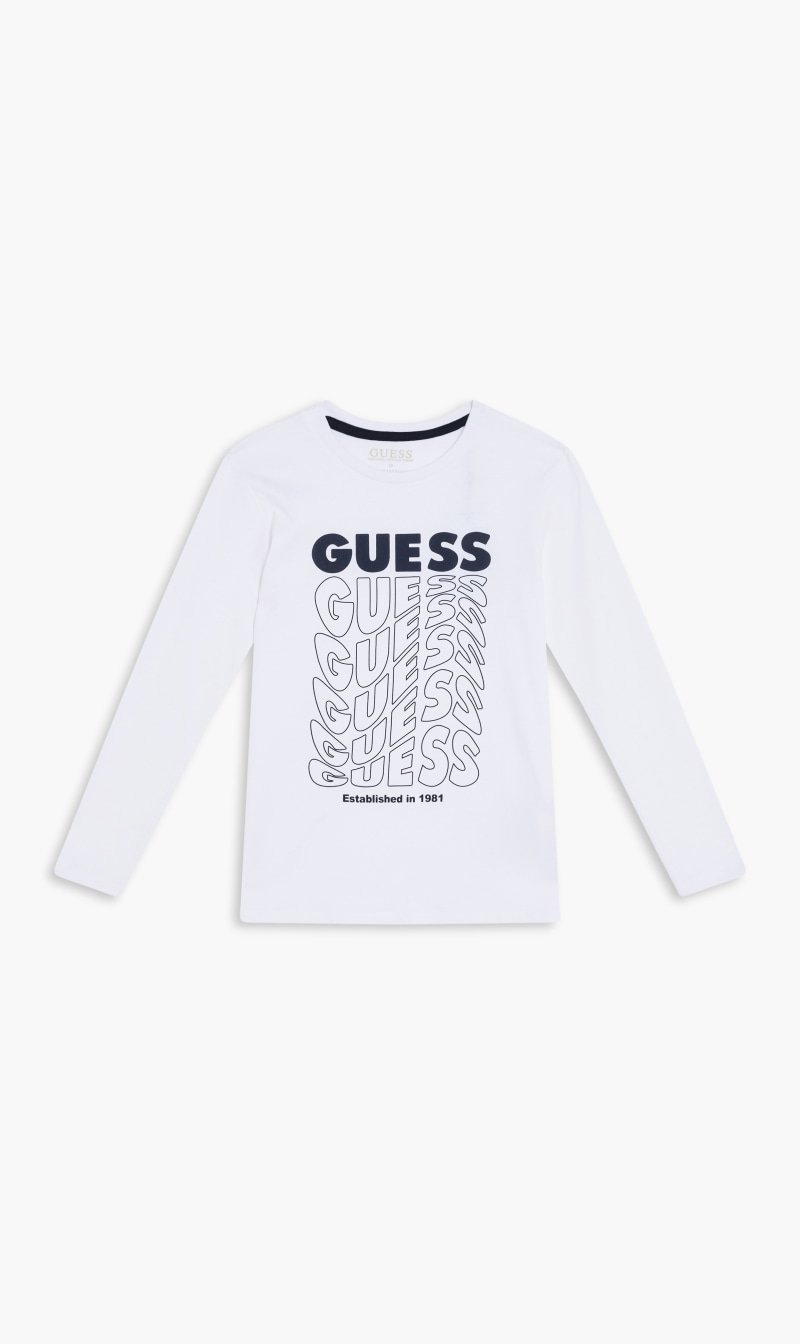 

Guess White Mid Organic Stream Jersey T-shirt for Boys | The Deal Outlet