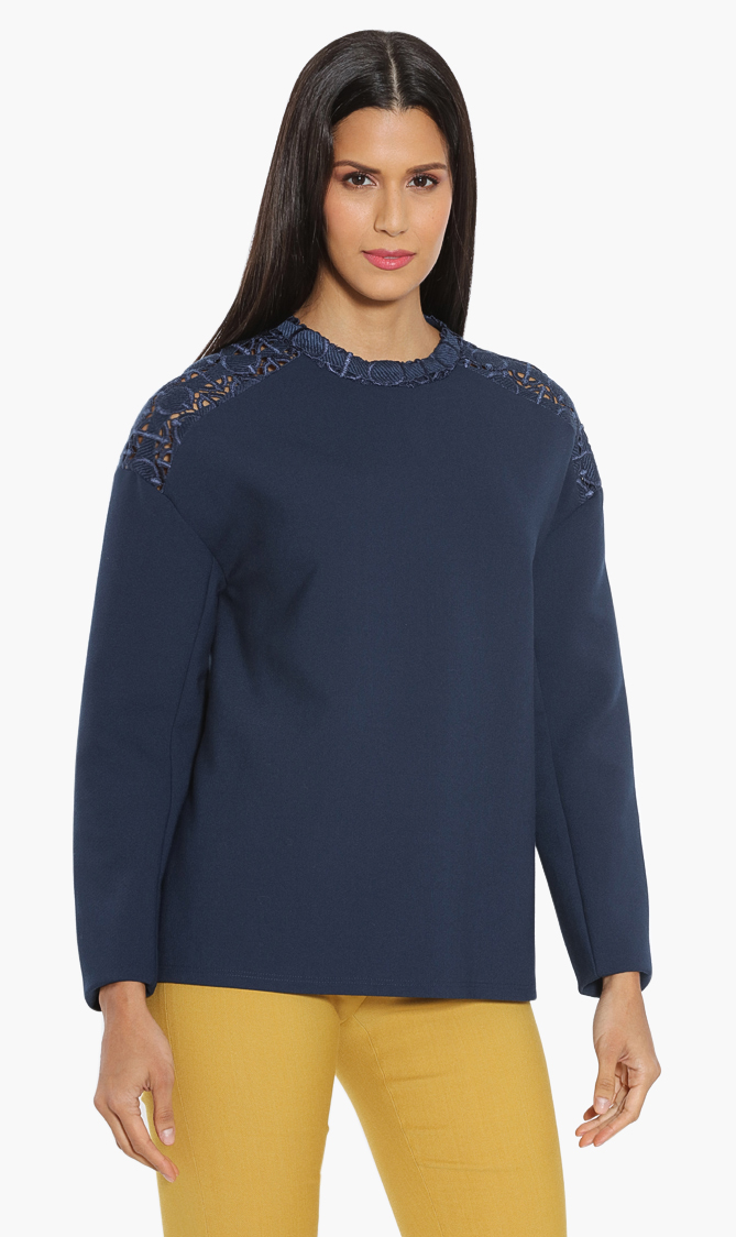 

Longchamp Swiss Embroidery Long Sleeve Blouse