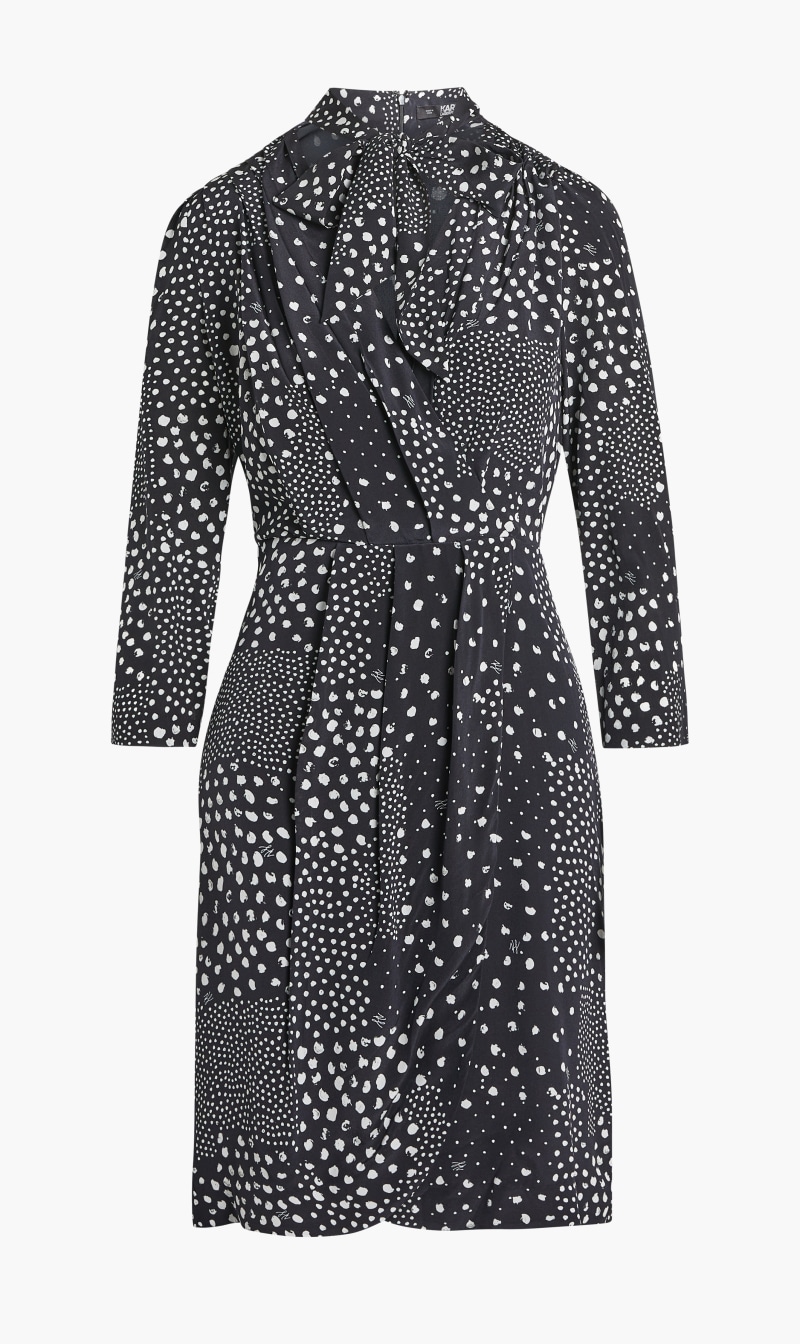 

Multi Colored Polka Dot Silk Wrap Dress, Multi-color