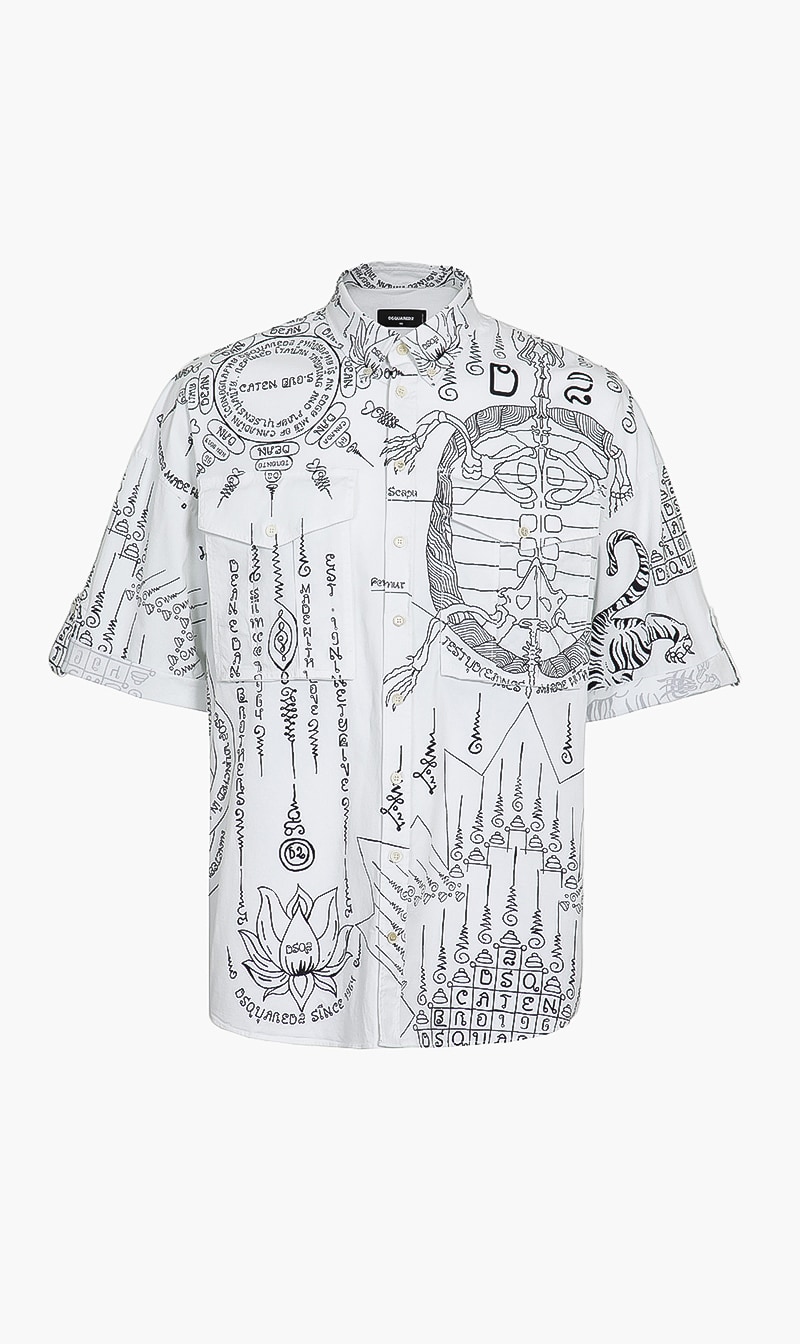 

Dsquared2 White All Over Print Shirt for Men | The Deal Outlet