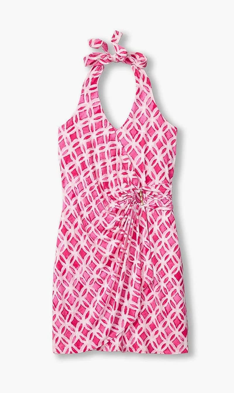 Tommy Bahama Multi-color Clara Lovely Lattice Faux Wrap Halter Dress for Women