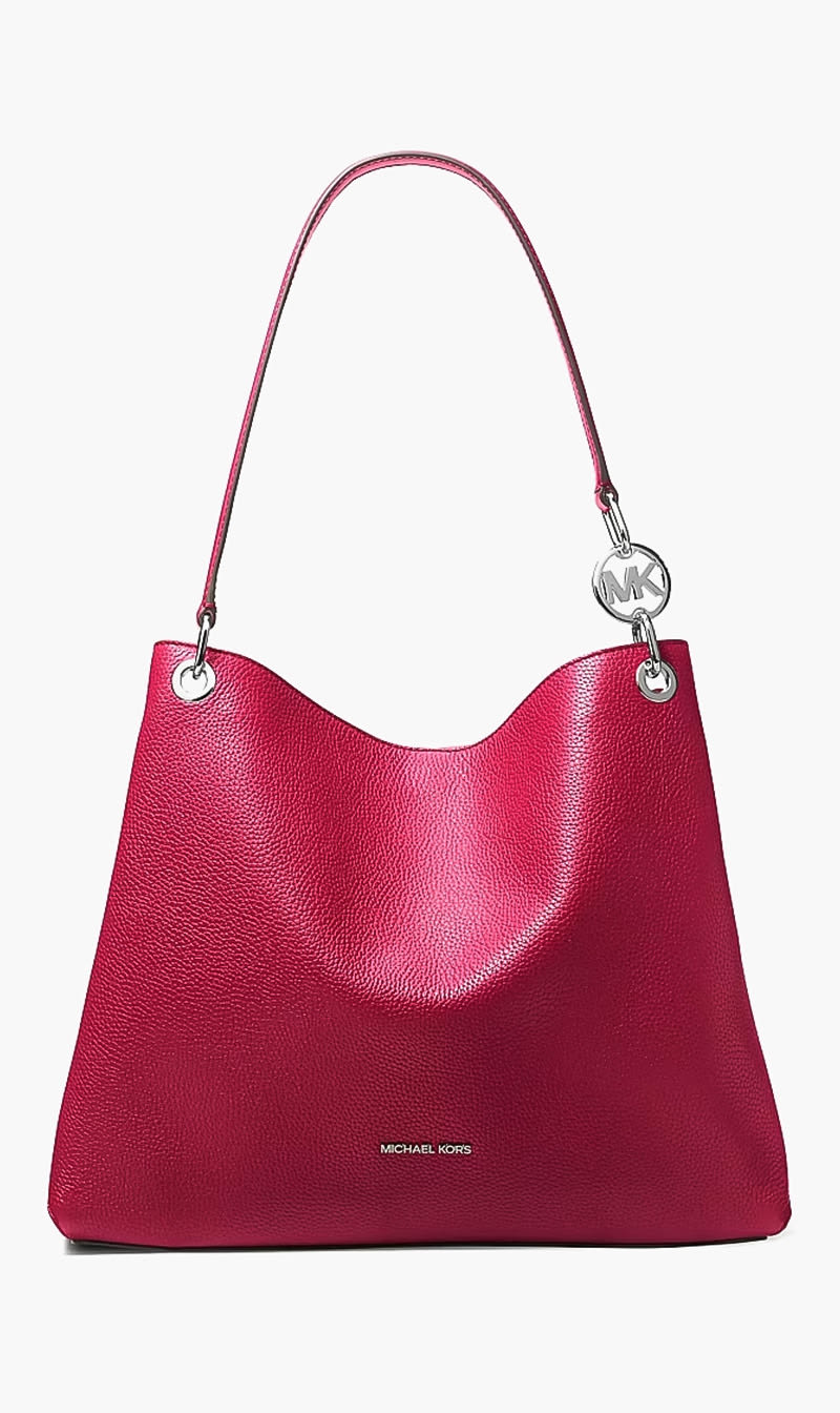 Pink Christina Large Pebbled Leather Shoulder Bag for Women