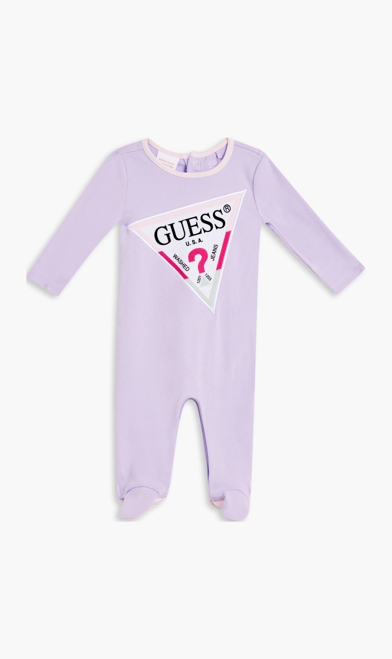 

Guess Purple Complete Interlock Overall Onesie | The Deal Outlet