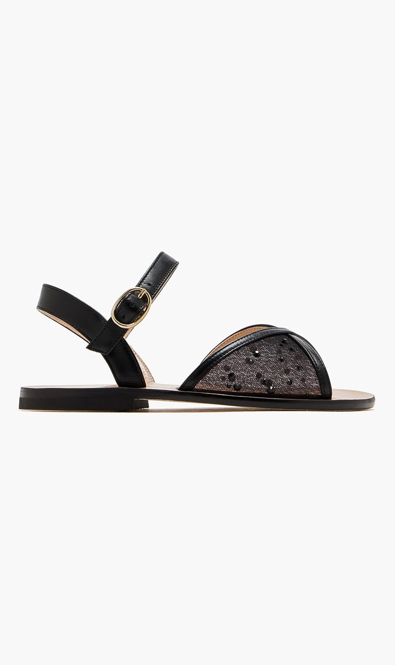 Andrea Wazen Black Katy Mini Glitz Sandals for Girls