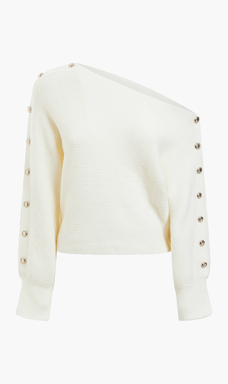 

Button Closure Sweater, White