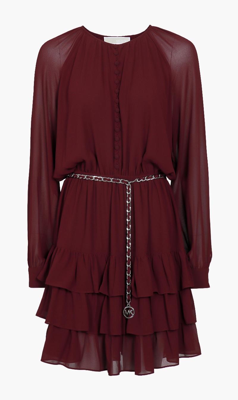 

Chain Belt Mini Dress, Red