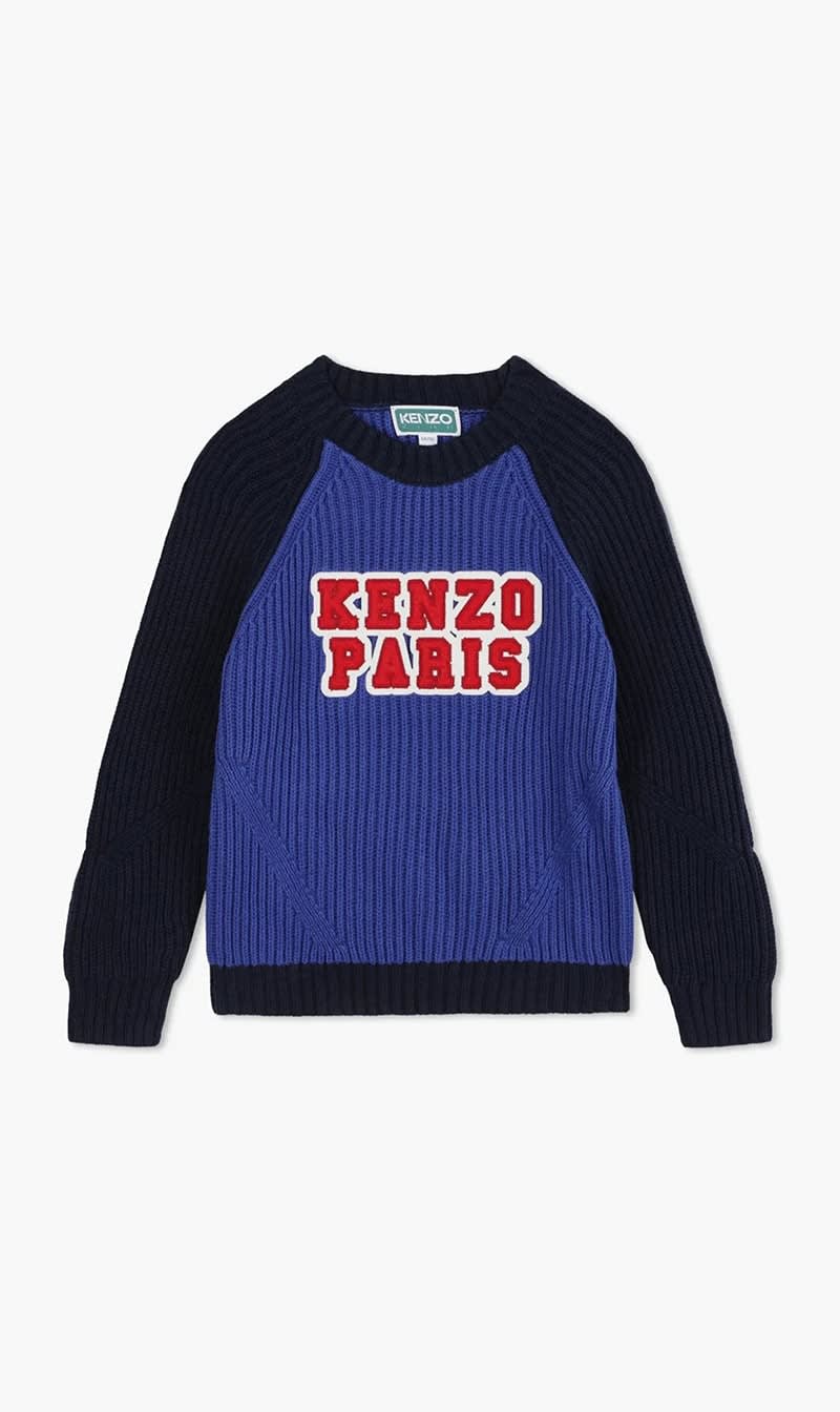 

Kenzo Blue Logo Embroidered Colour Block Jumper for Boys | The Deal Outlet