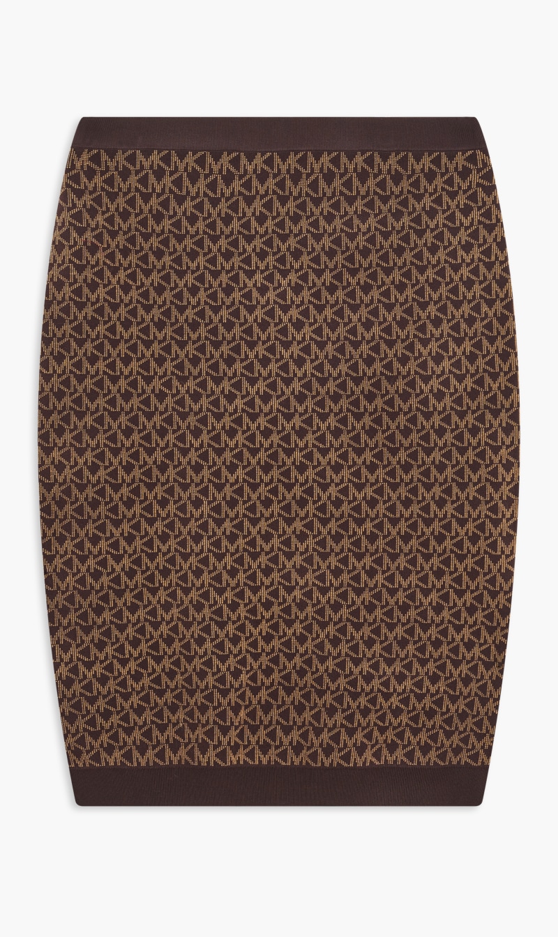 

Michael Kors Brown All Over Logo Print Skirt for Women | The Deal Outlet