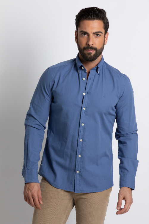 Gmt Dye Delave Oxford Long Sleeve Shirt, Blue