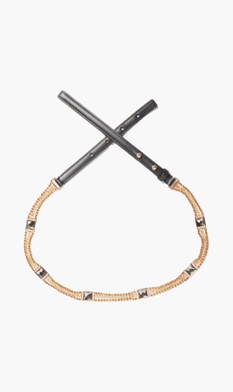 

Guess Black Leather & Rhinestone Chain Belt for Women | The Deal Outlet