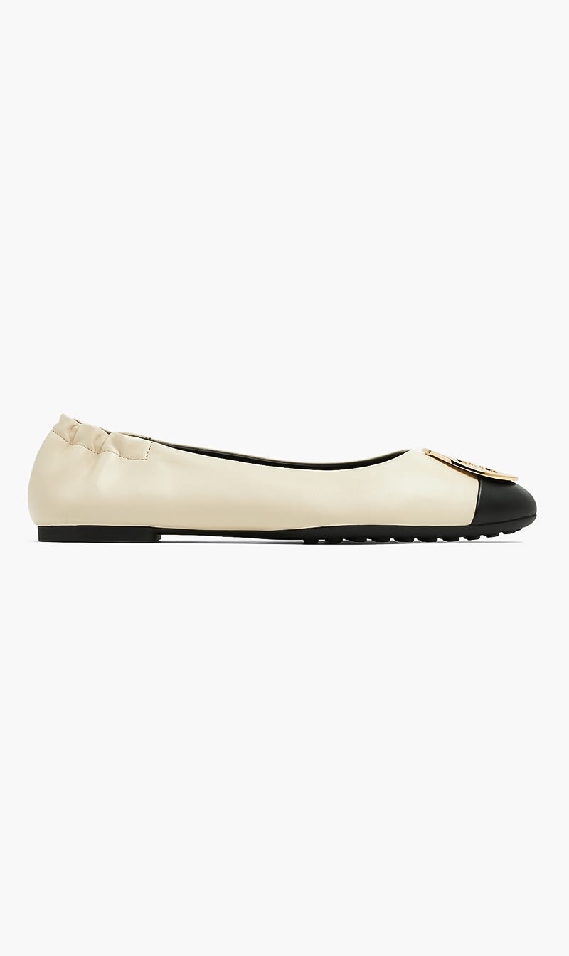 

Tory Burch Beige Claire Cap Toe Ballet Flats for Women | The Deal Outlet