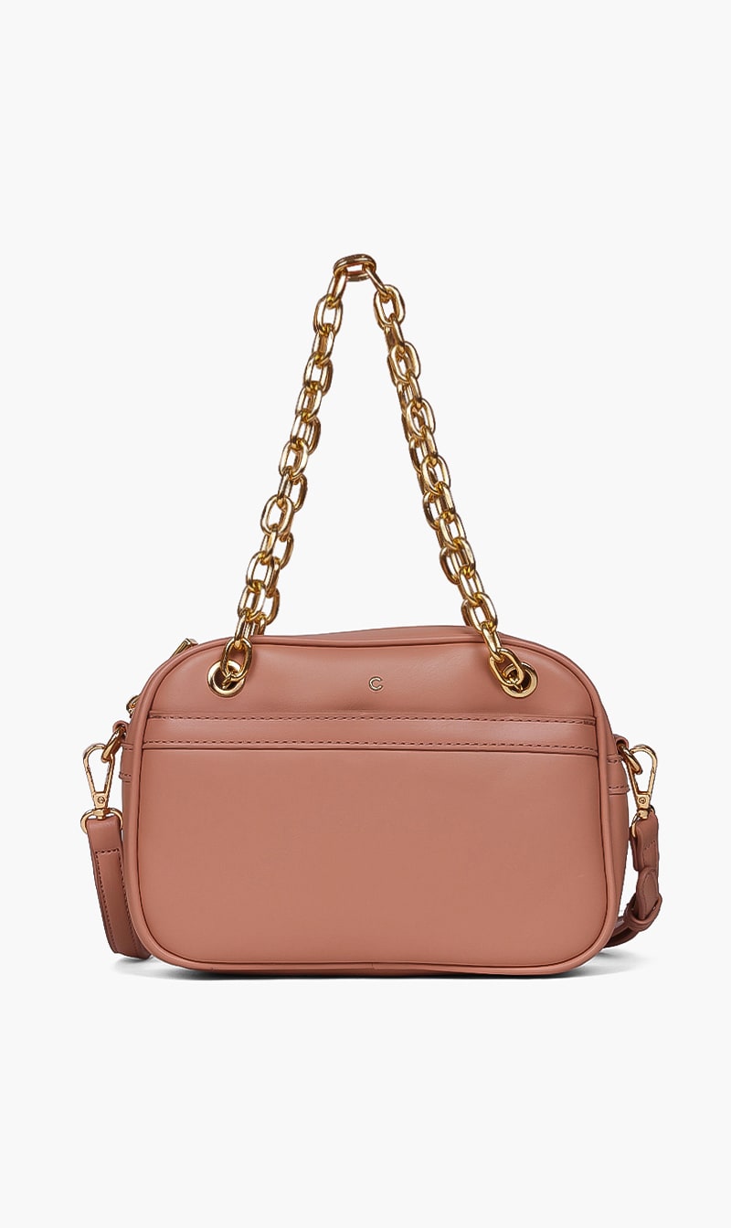

Solid Leather Crossbody Bag, Pink