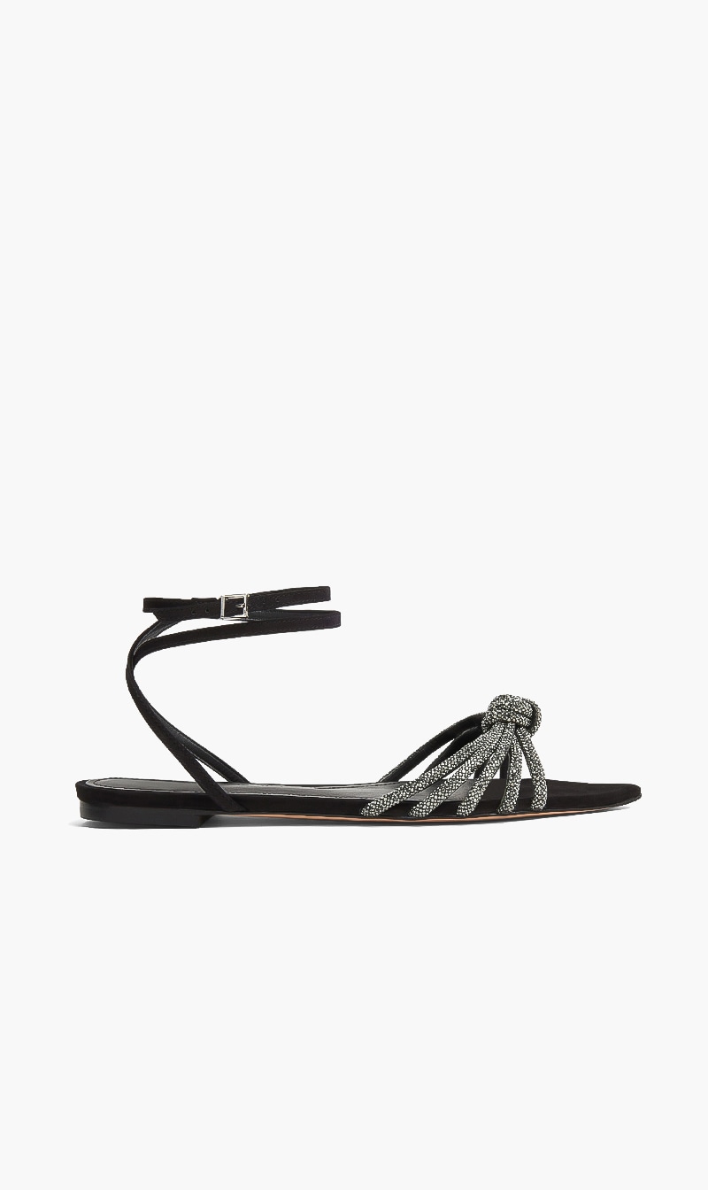 

Knotted Flat Sandals, Black