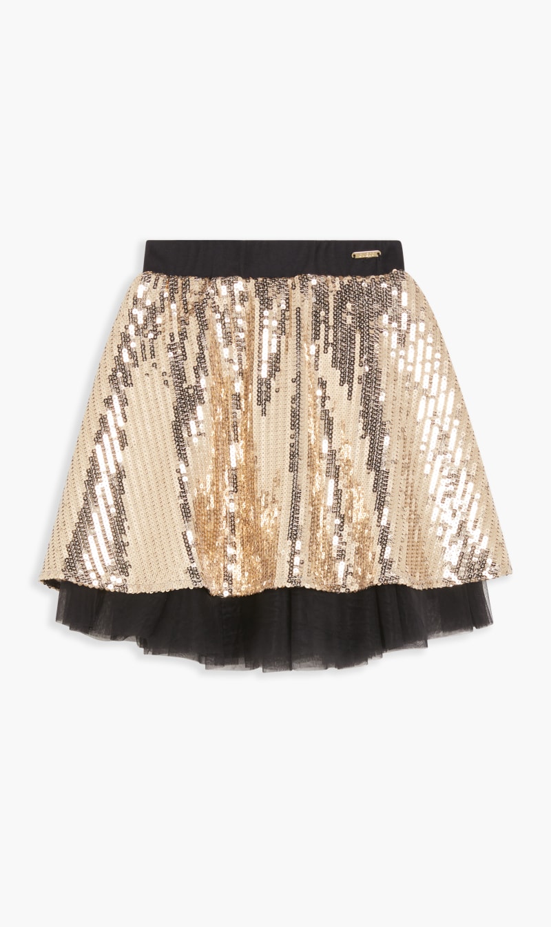 

Guess Gold Sequins Mini Skirt - Sequins 5mm With Knit Backing for Kids | The Deal Outlet