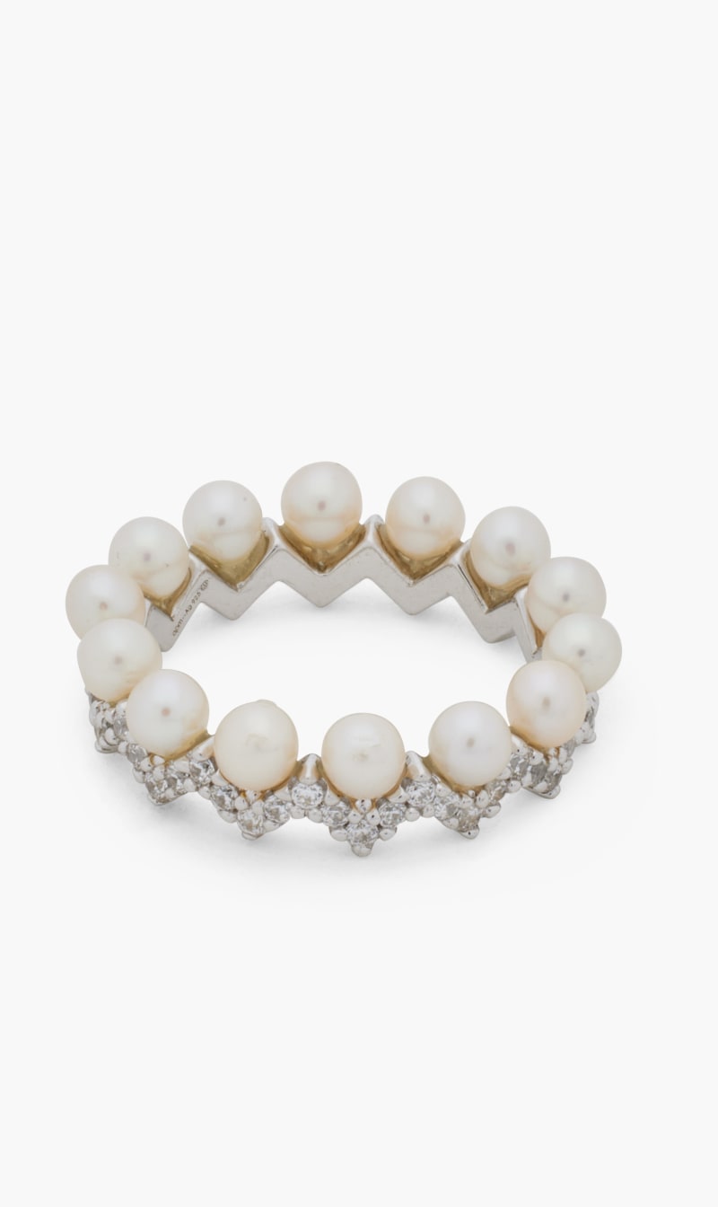 

Apm Up And Down Ring With Pearls - Silver