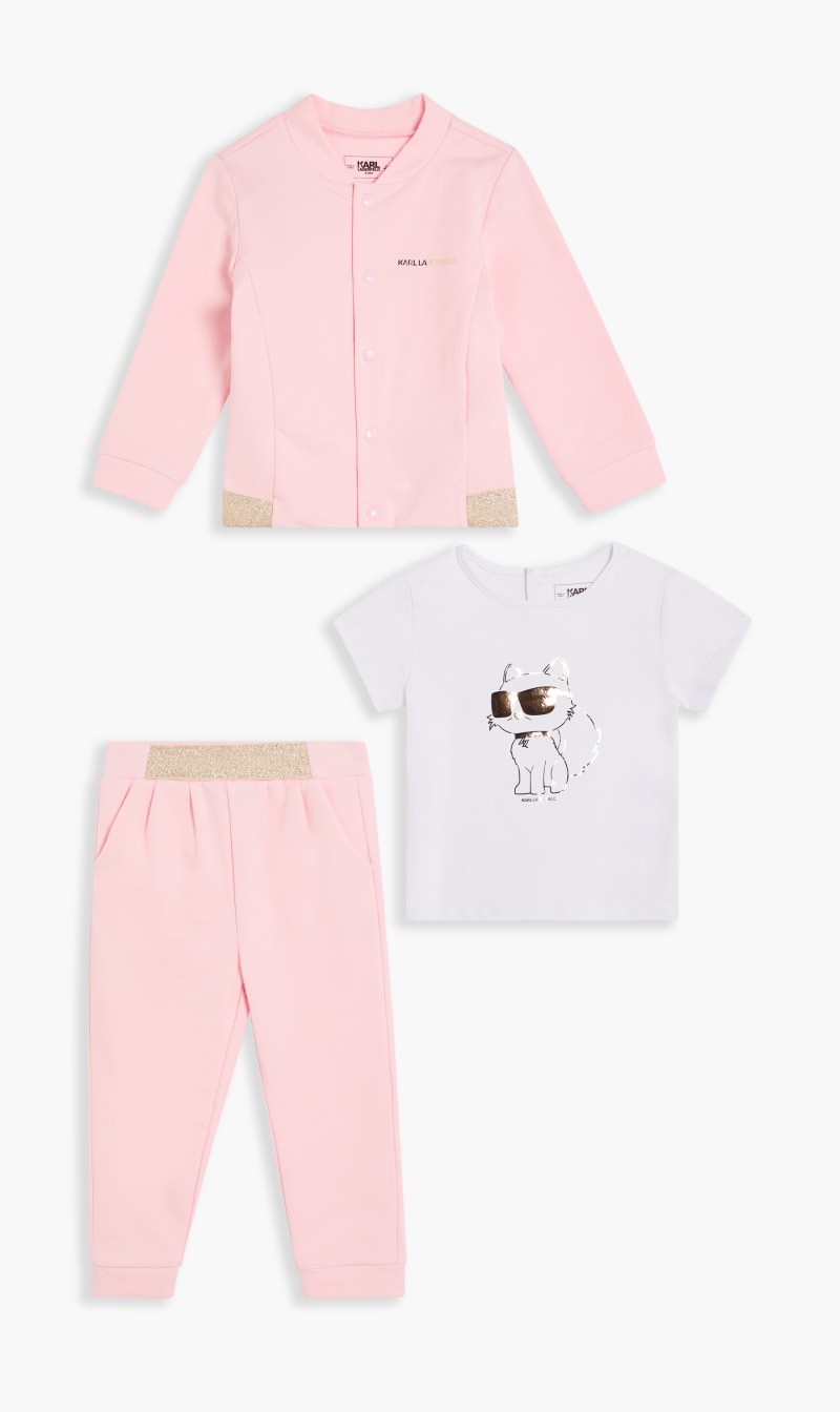 

Karl Lagerfeld Pink Track Suit Set for Girls | The Deal Outlet