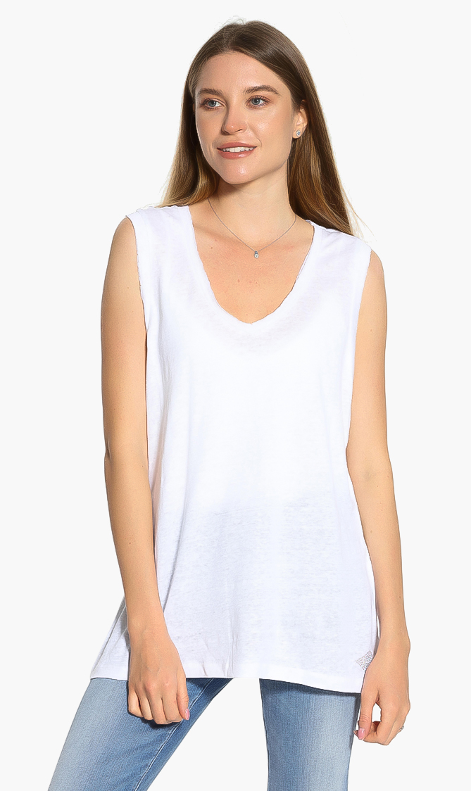 

Replay Linen Sleeveless T-shirt