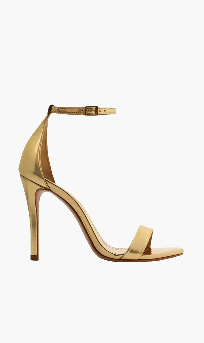 

Schutz Gold Metalic Nappa Sandals for Women | The Deal Outlet