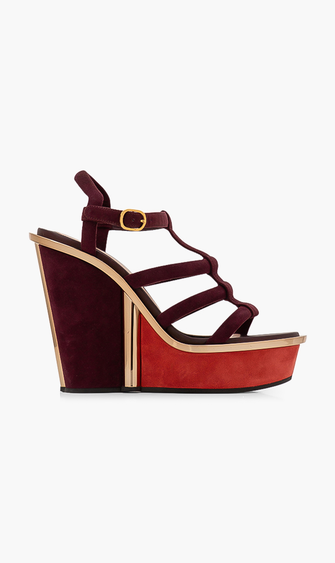 

ALEXANDER MCQUEEN Suede Strappy Wedge Sandals