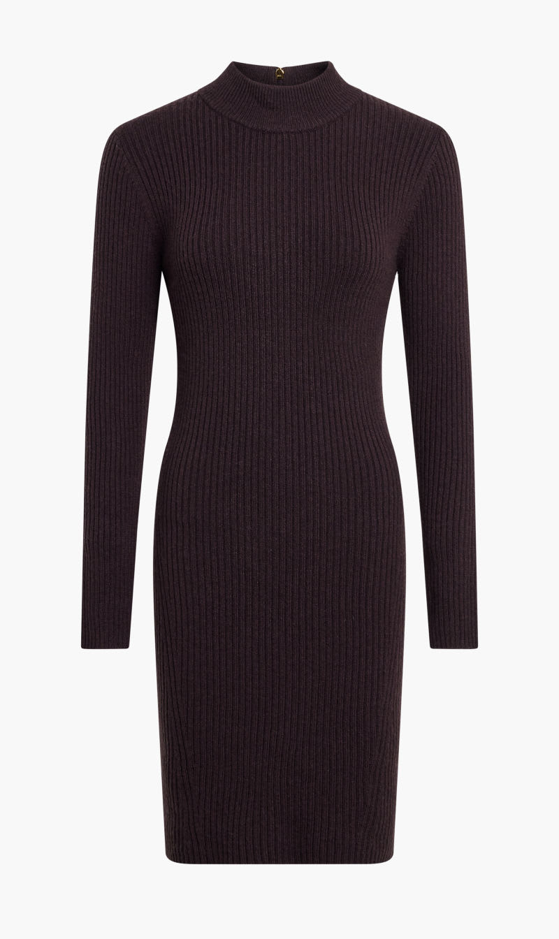 

Michael Kors Brown Ribbed Merino Wool Blend Dress for Women | The Deal Outlet