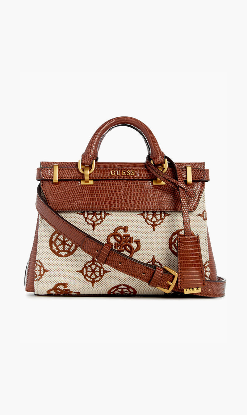 

Guess Brown Sestri Logo Luxury Satchel for Women | The Deal Outlet