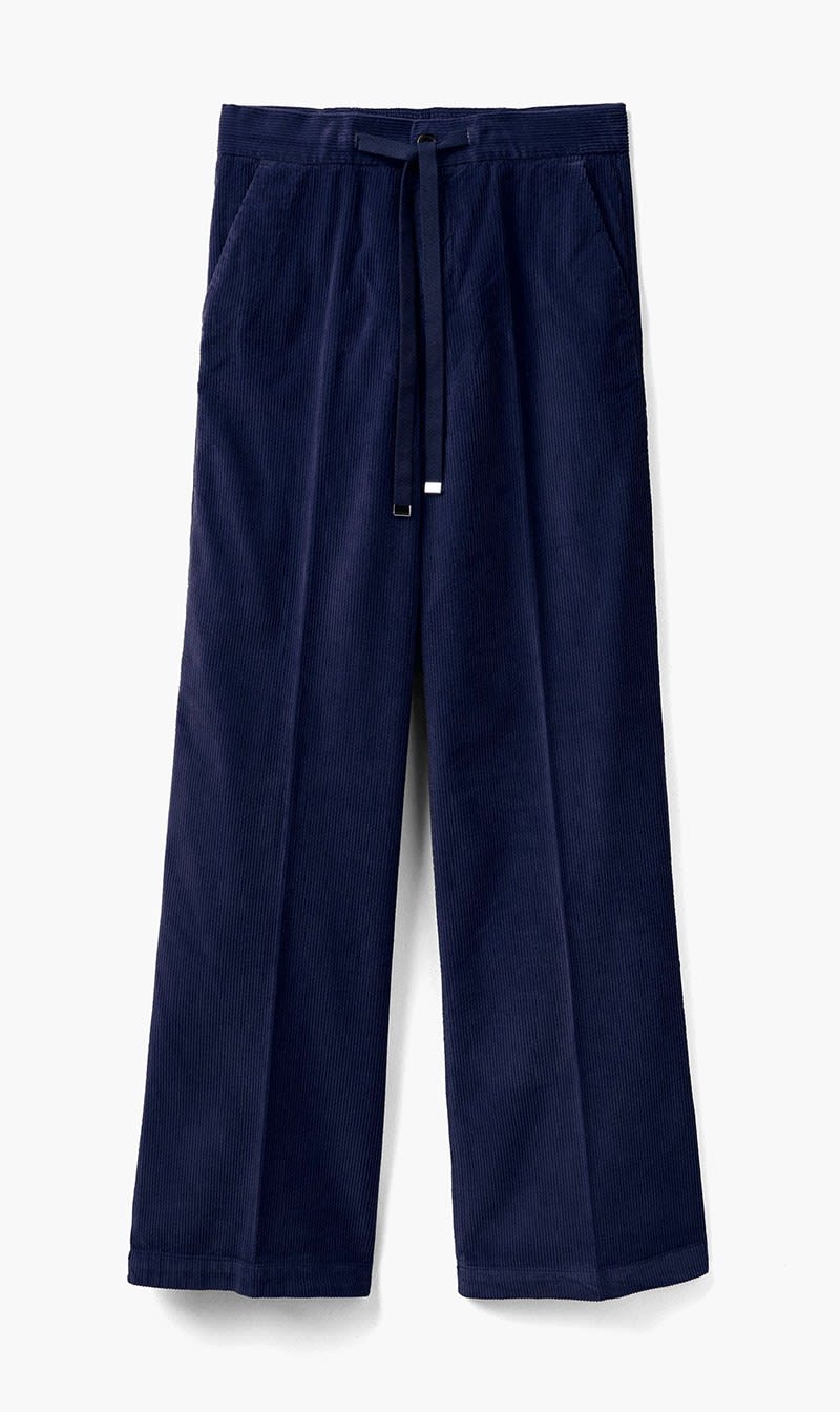 United Colors Of Benetton Blue Solid Ribbed Wide Leg Pants for Women