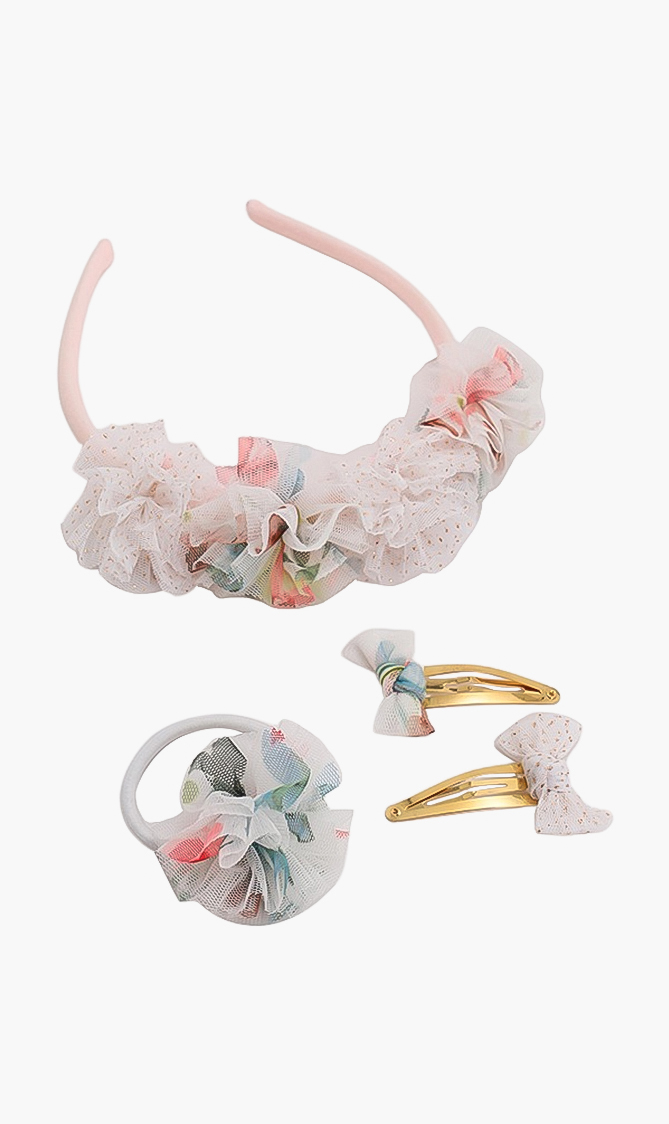 

Petit Bateau Floral Lace Applique Hair Accessories Set