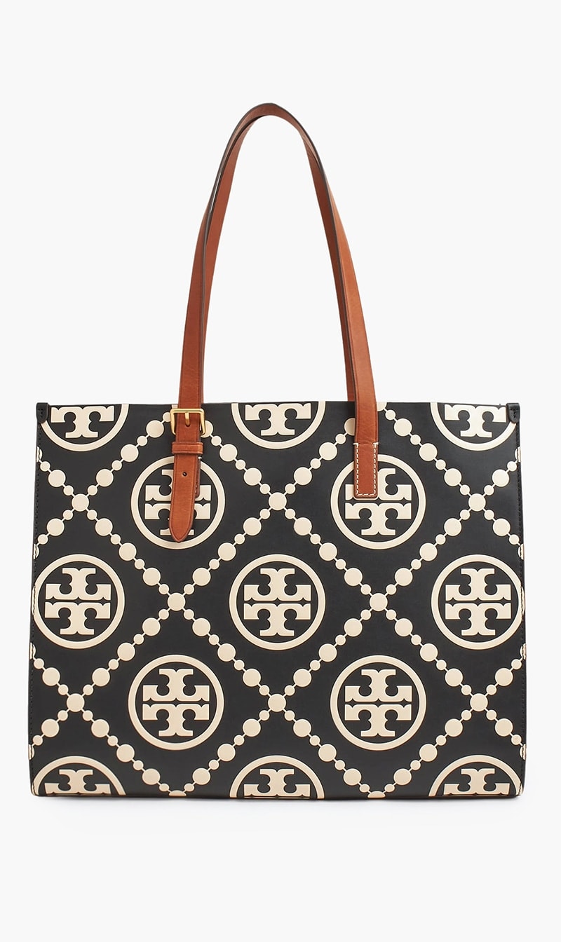 

Tory Burch Black T Monogram Contrast Tote Bag for Women | The Deal Outlet