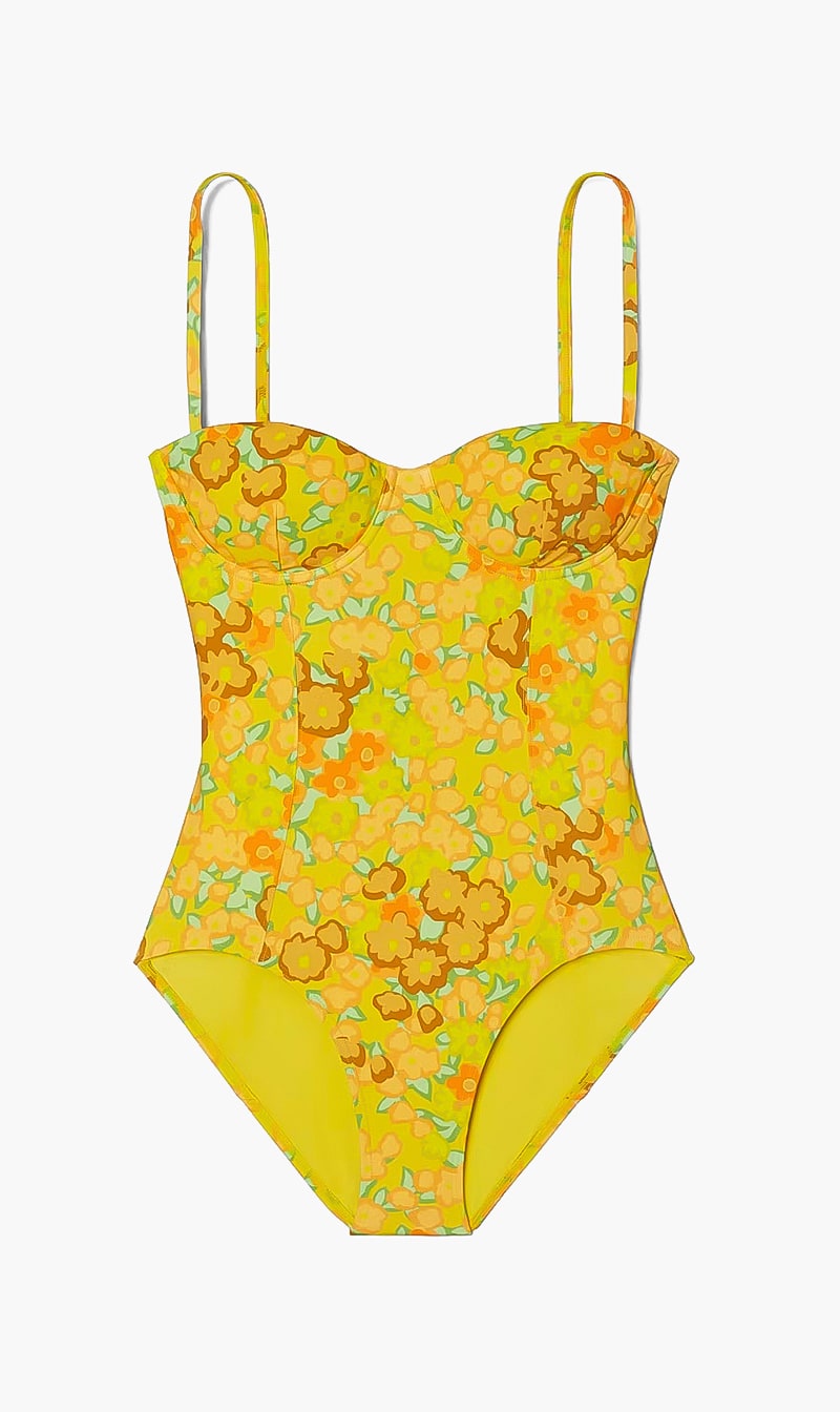 

Tory Burch Yellow Printed Underwire Bikini One-piece for Women | The Deal Outlet