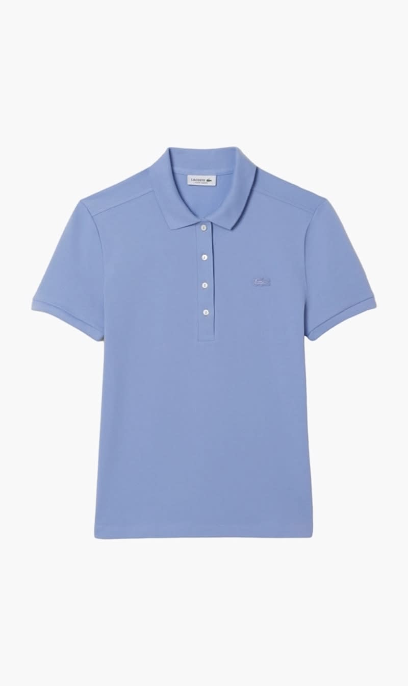 Blue Lacoste Beige Slim Fit Stretch Mini Pique Polo Shirt for Women