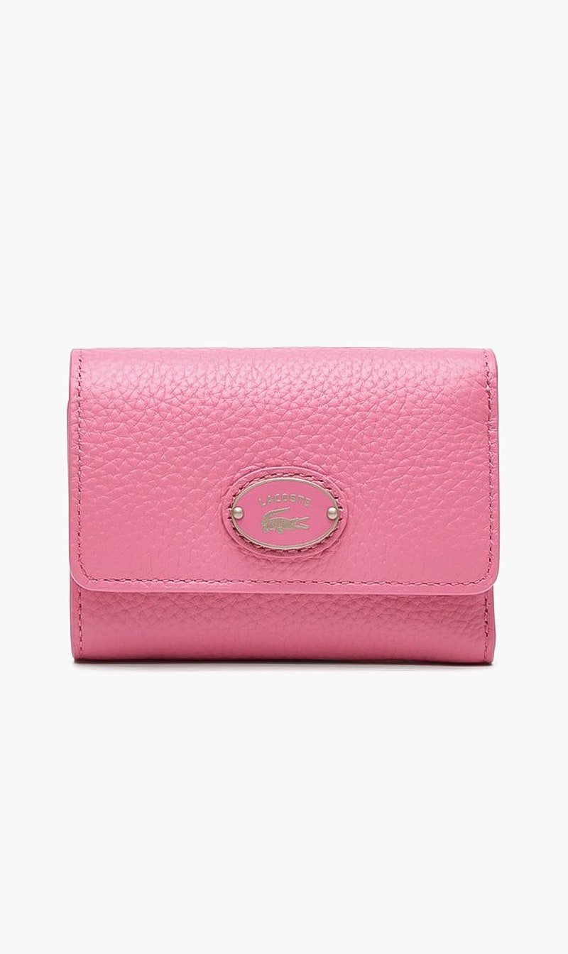 

Top Grain Leather Flap Close Wallet, Pink