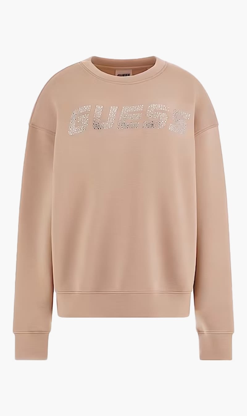 

Guess Beige Cecilia Cn Sweatshir - Eco Soft Tech Scuba 340 for Women | The Deal Outlet