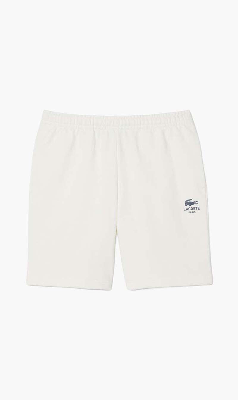 

Lacoste White Printed Cotton Fleece Shorts for Men