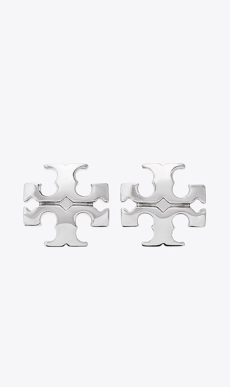 

Tory Burch Silver Logo Stud Earrings for Women | The Deal Outlet