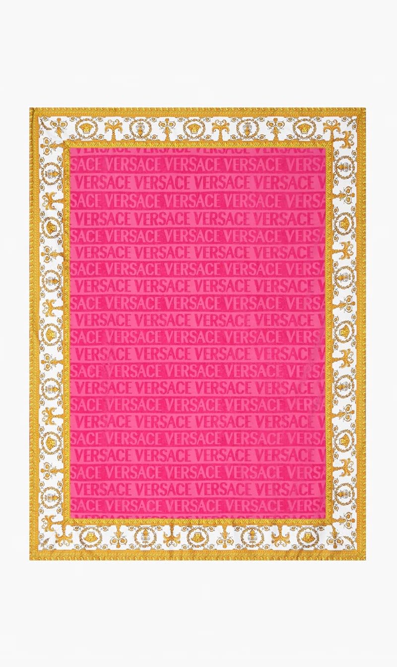 

Versace Pink Contrast Border Bath Towel | The Deal Outlet