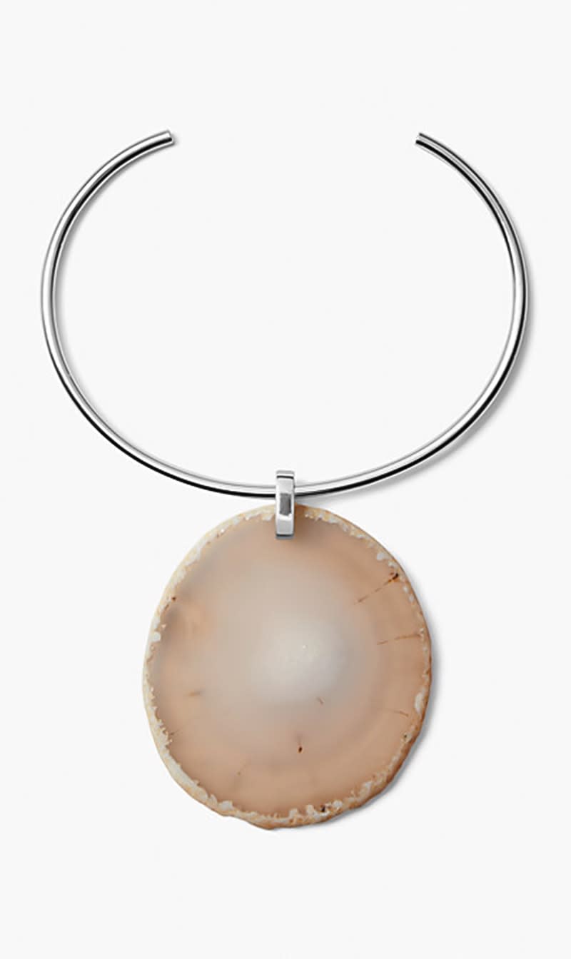 Michael Kors Silver Taupe Agate Cuff Bracelet for Women