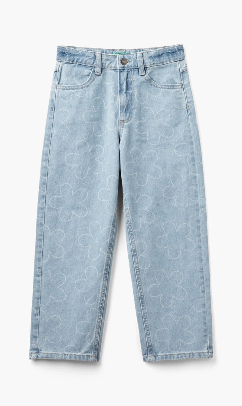 United Colors Of Benetton Blue Floral Denim for Girls