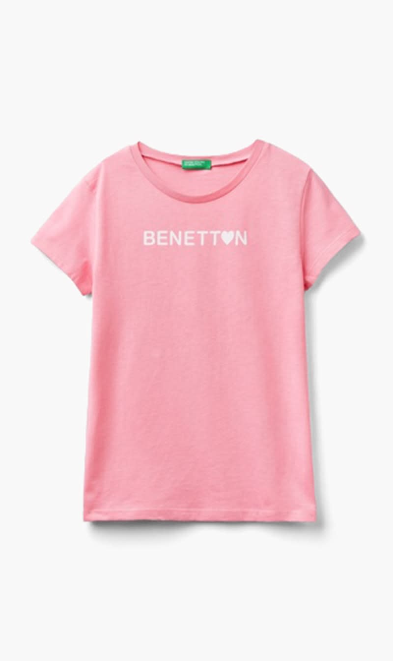 Pink United Colors Of Benetton Blue Logo T-shirt for Girls