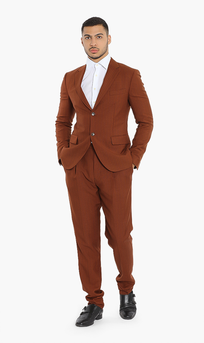Salvatore Ferragamo Micro Jacquard Navy Suit
